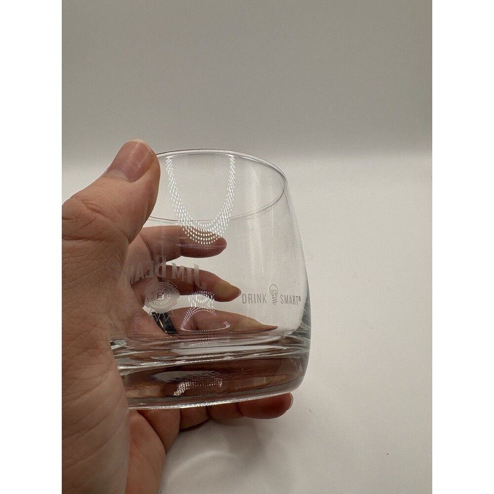 JIM BEAM TUMBLER ON THE ROCKS-ETCHED BOURBON WHISKEY GLASS